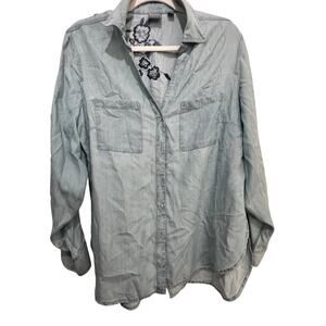 Soho Women's Blue Long Sleeves Button Down Jeans Shirt Size Large